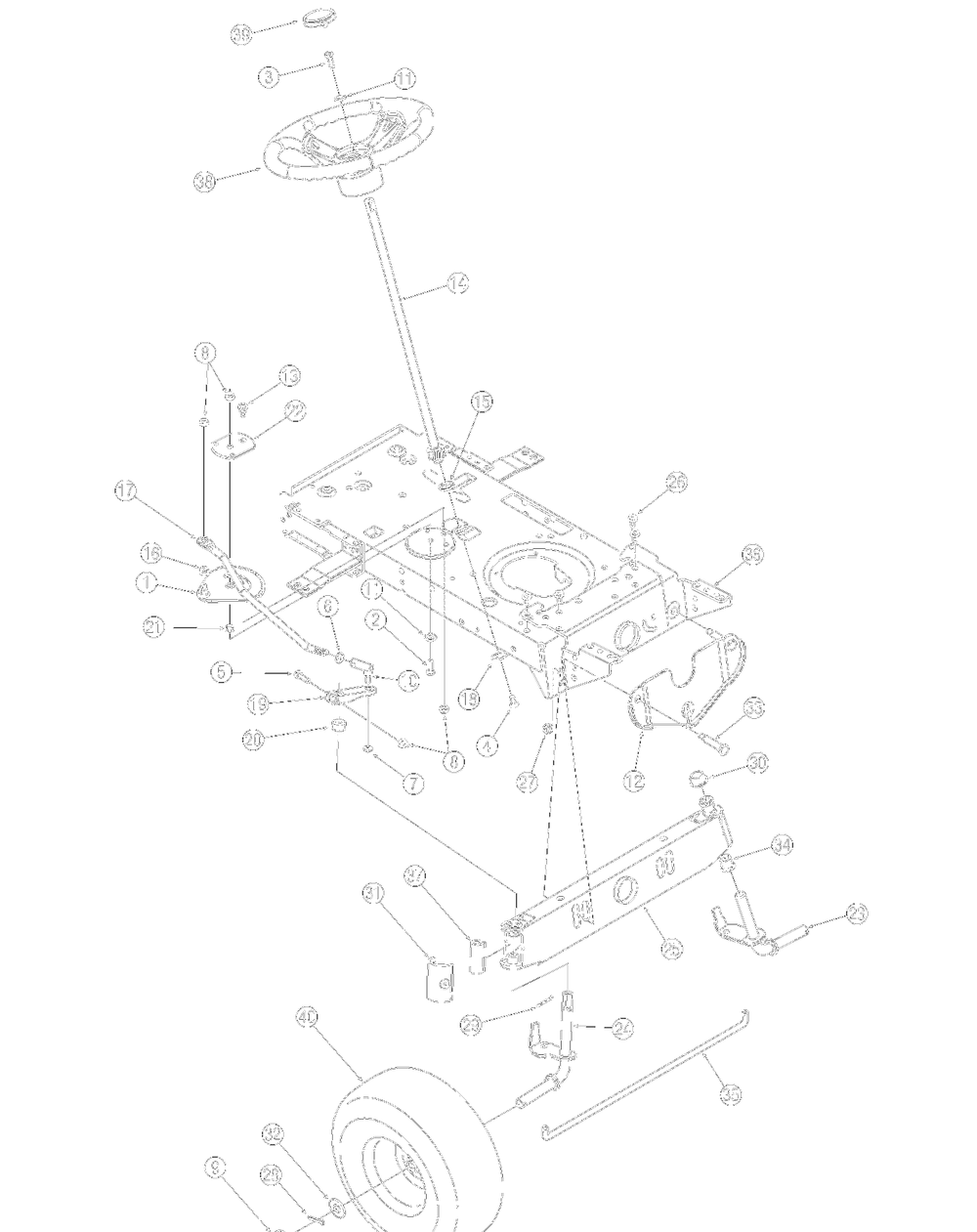 Steering Diagram and Parts List for 13AC762F729 2006 Yard Machines Lawn Tractor